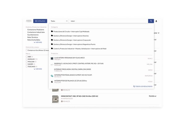 pantalla de busqueda del ecommerce de nou gurp