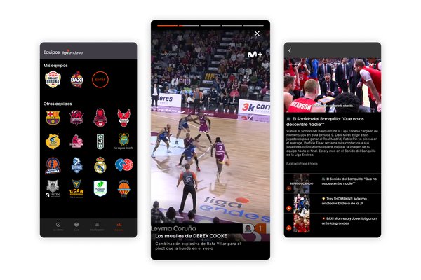 varias pantallas secundarias de la app de acb