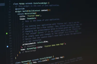 detalle en pantalla de codigo Flutter