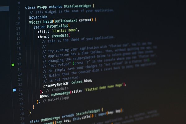 detalle en pantalla de codigo Flutter