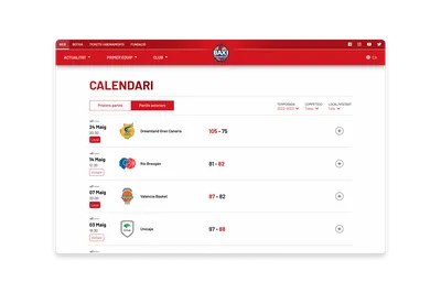 pantalla de calendari de bàsquet manresa