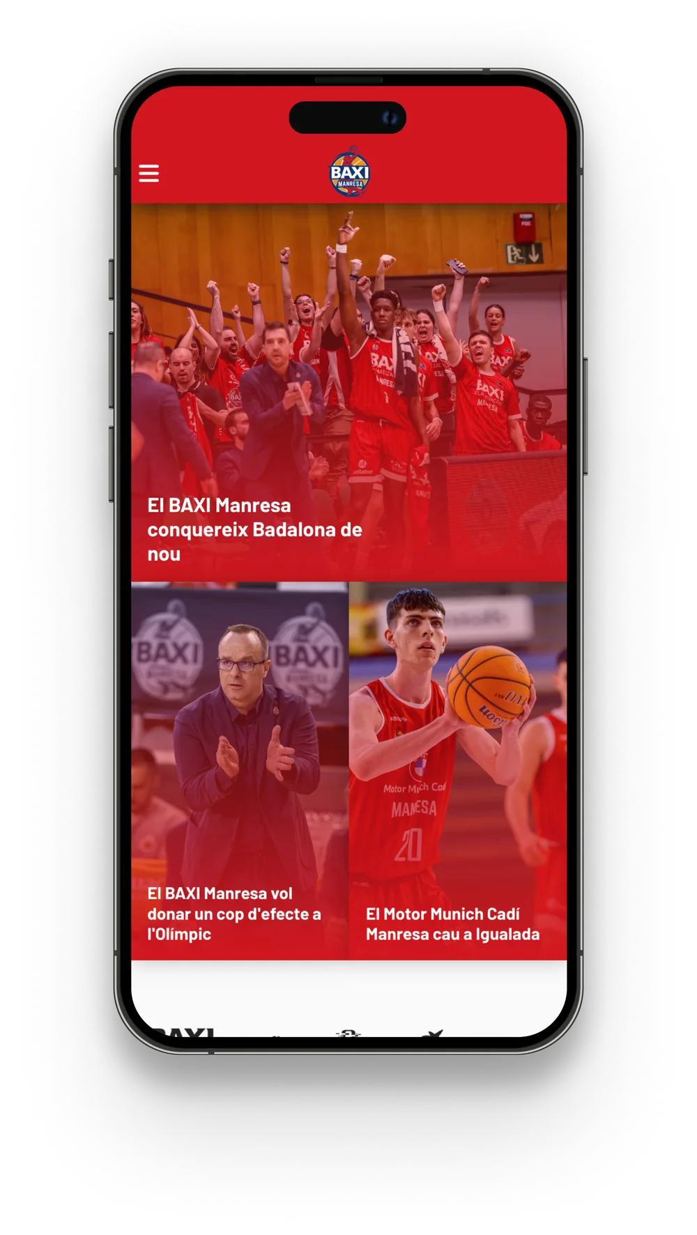 home screen of the Manresa basketball website