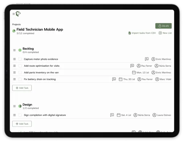 Merkandoo: projecte i tasques a l'iPad