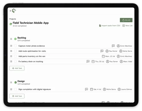 Merkandoo: project and tasks on the iPad