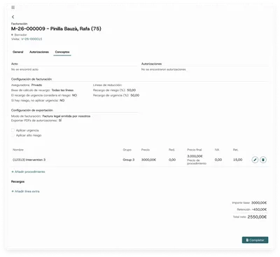 Quiralis: conceptos de factura